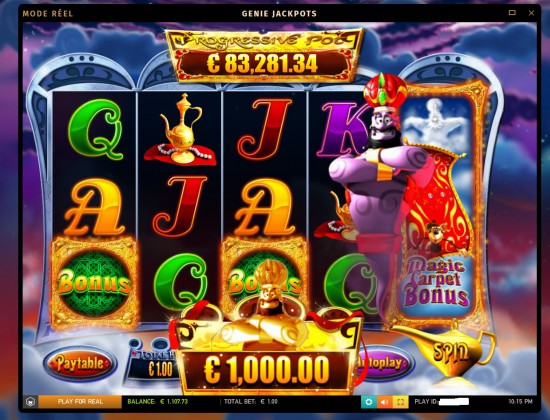 Multiplicateur max au bonus soit x1000, Gain de 1000 euros!